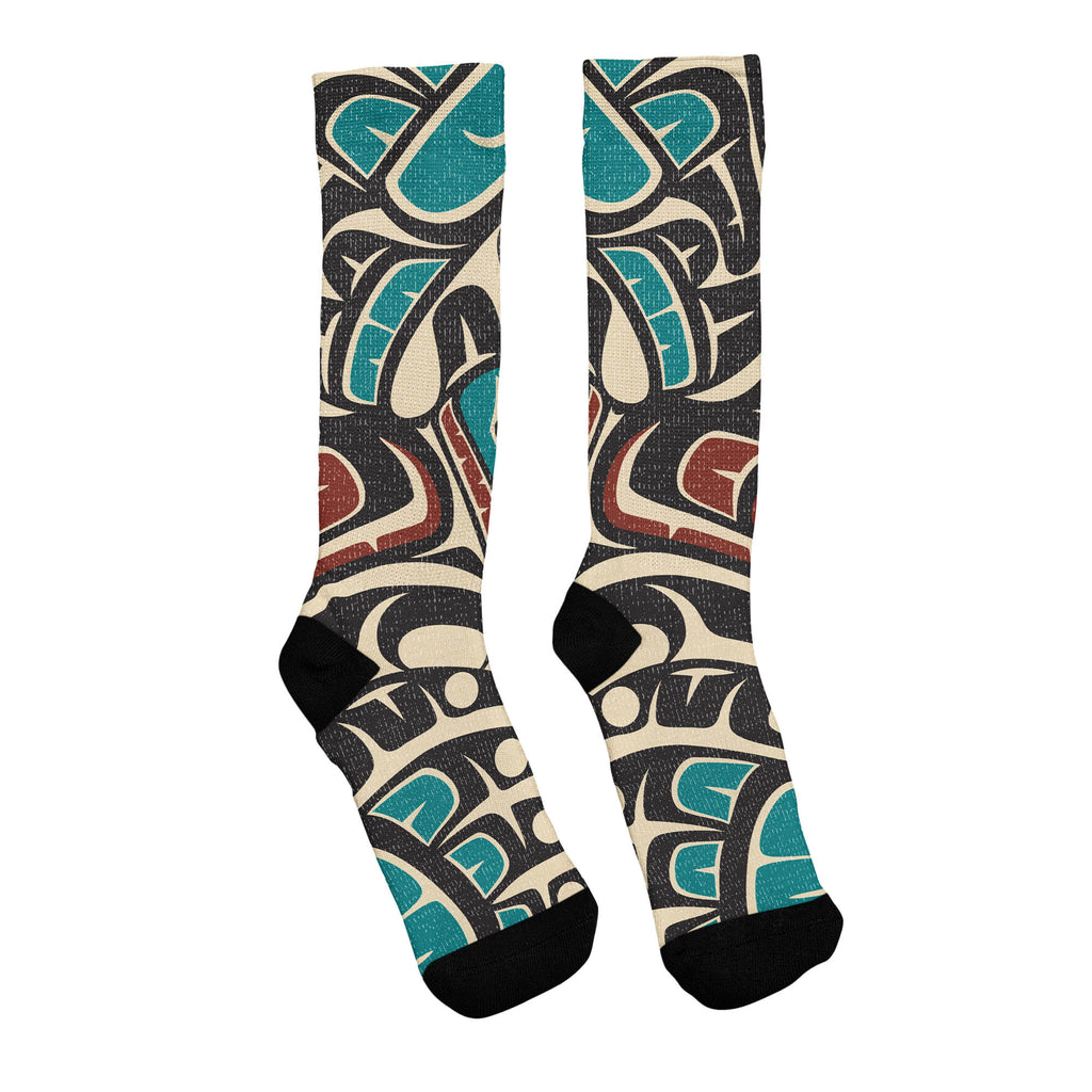 Socks - Knee High, Jacquard Knit | Tribal Hummingbird