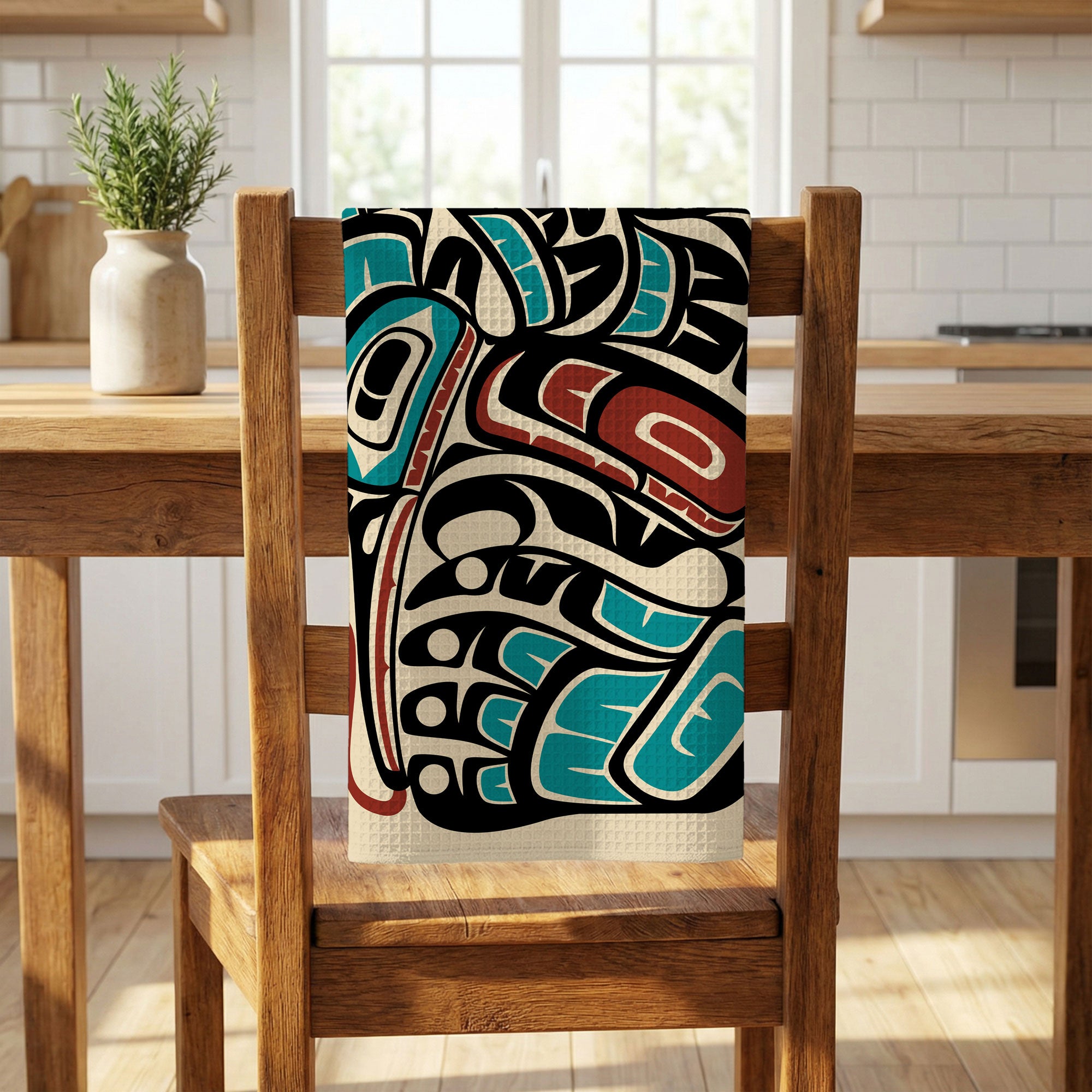 Tea Towel | 18x30" Waffle Weave | Tribal Hummingbird | Signature Collection