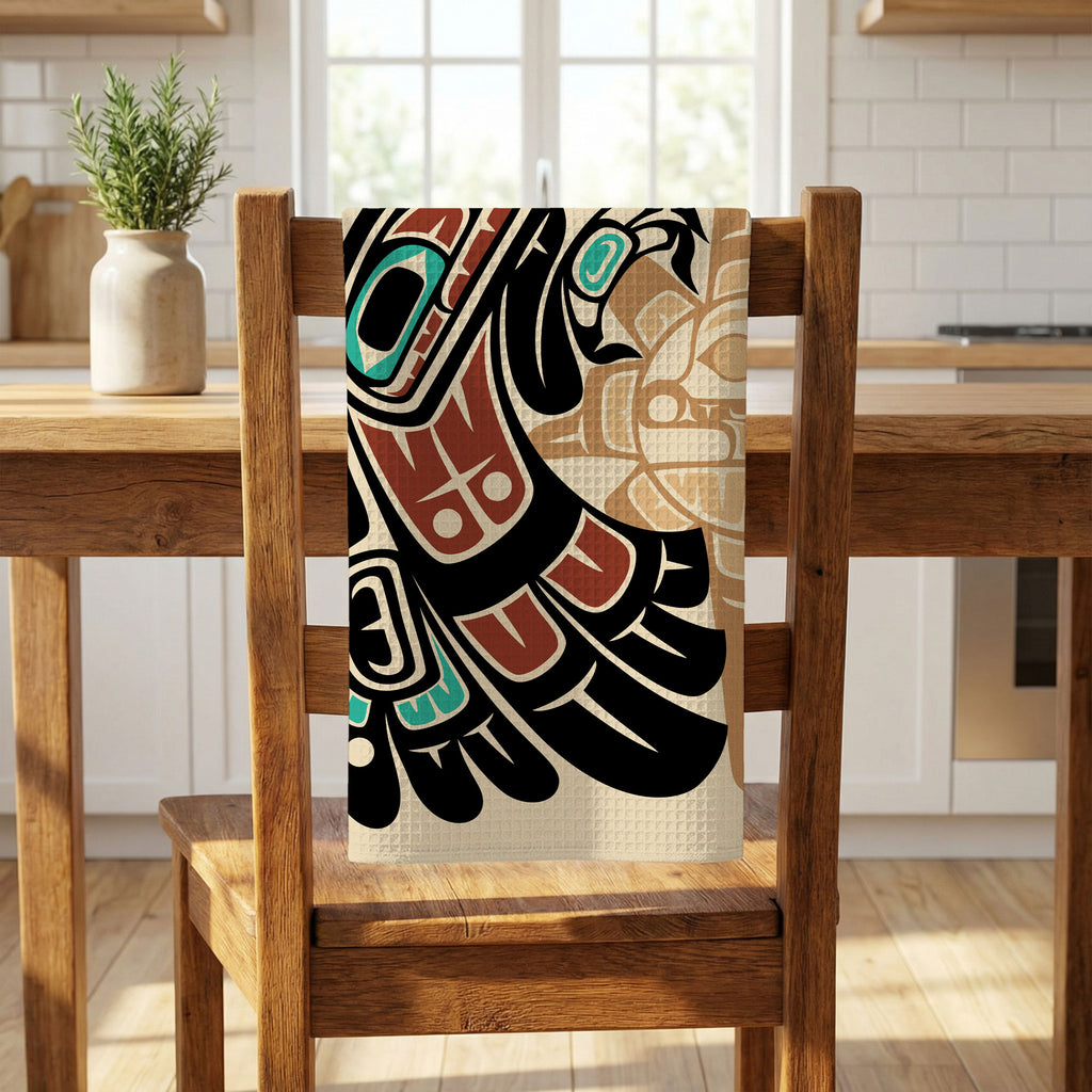 Tea Towel | 18x30" Waffle Weave | Tribal Raven | Signature Collection