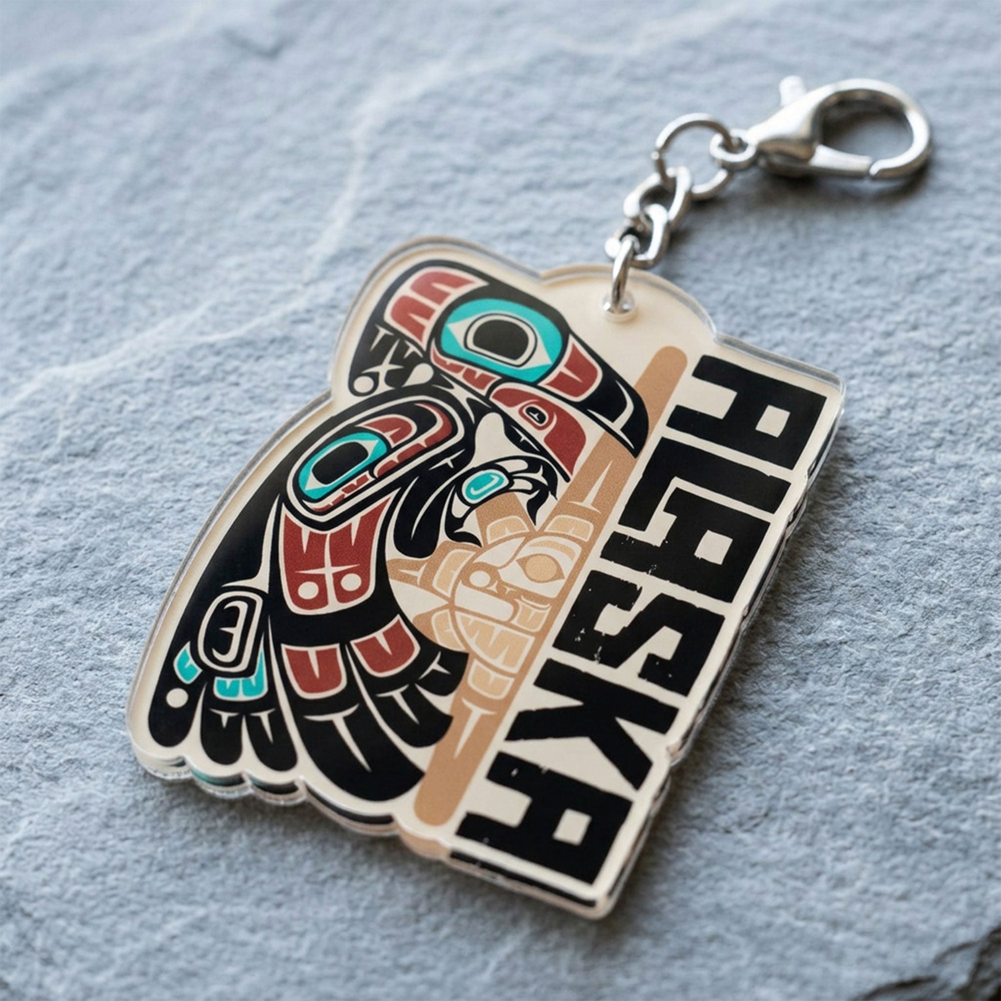 Acrylic Die Cut Keychain | Classic Alaska Tribal Raven & Sun | Stateline™ Collection