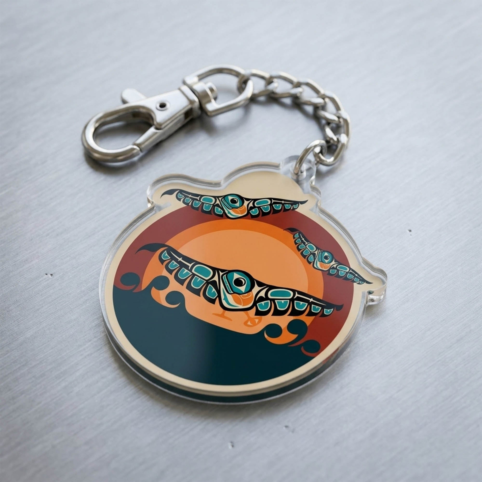 Acrylic Die Cut Keychain | Classic Tribal Puffins |  Signature Collection