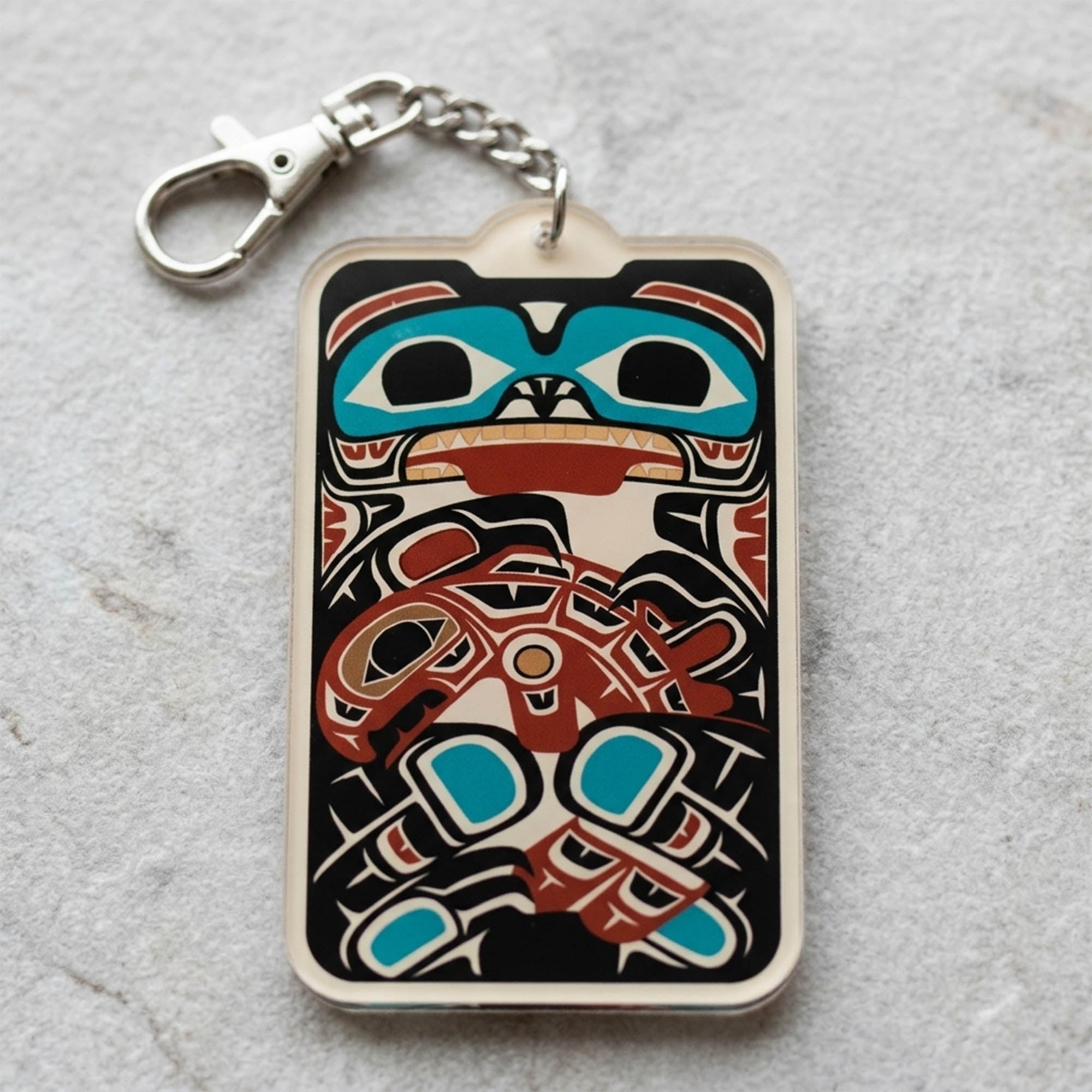 Acrylic Die Cut Keychain | Classic Tribal Bear & Salmon |  Signature Collection