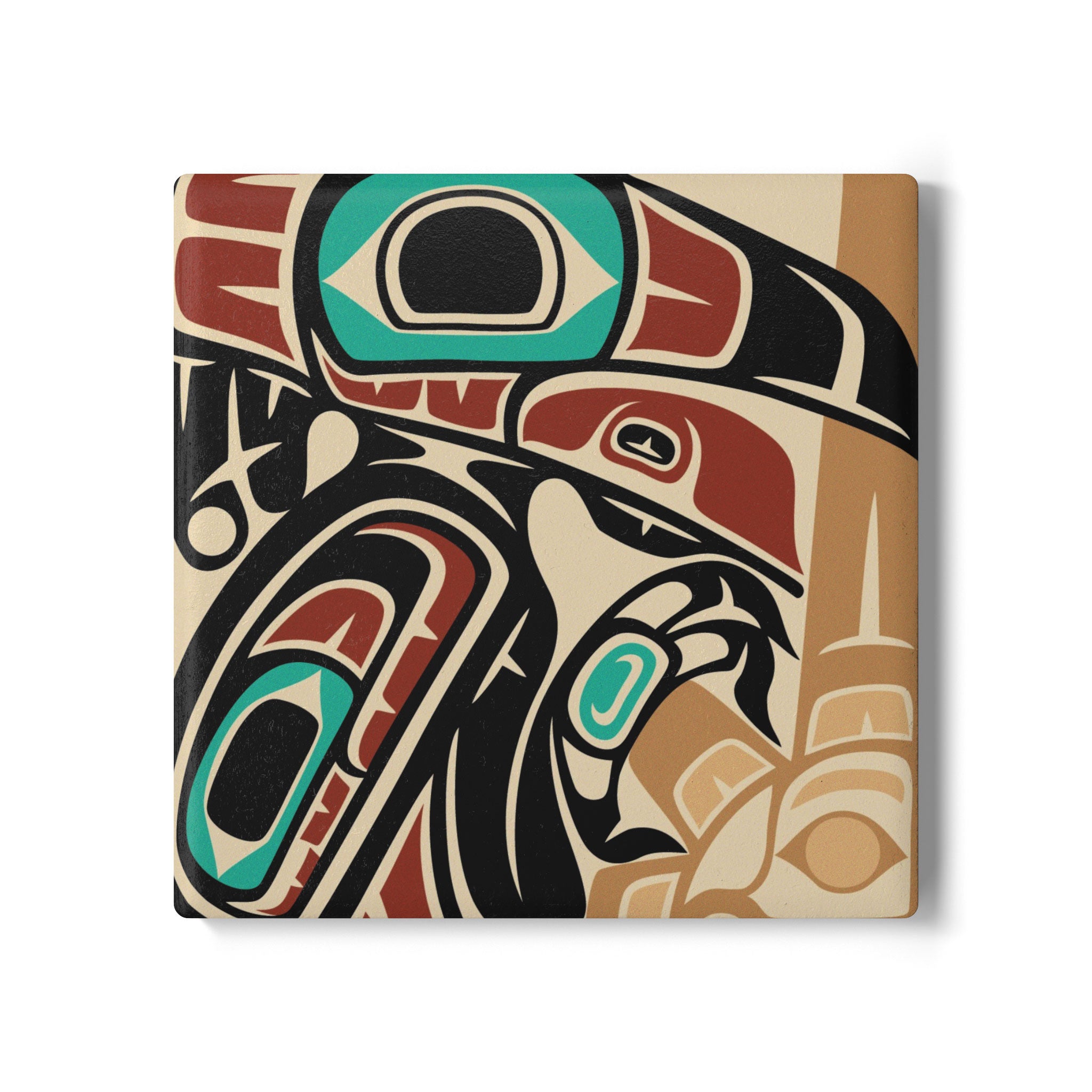 Ceramic Coaster | Classic Tribal Raven & Sun | Signature Collection