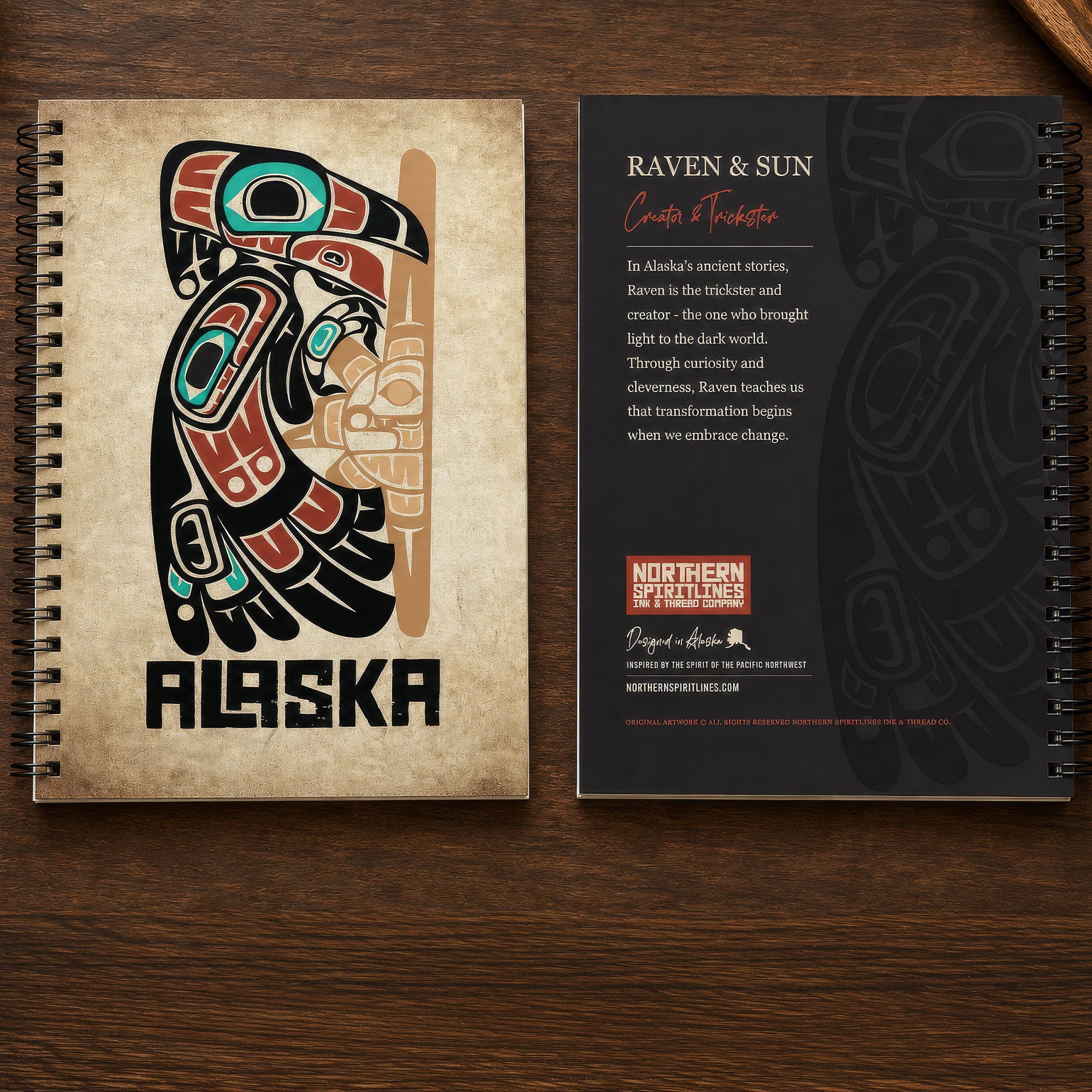 Spiral Bound Journal | Alaska Raven & Sun | Spirit Storytellers Series