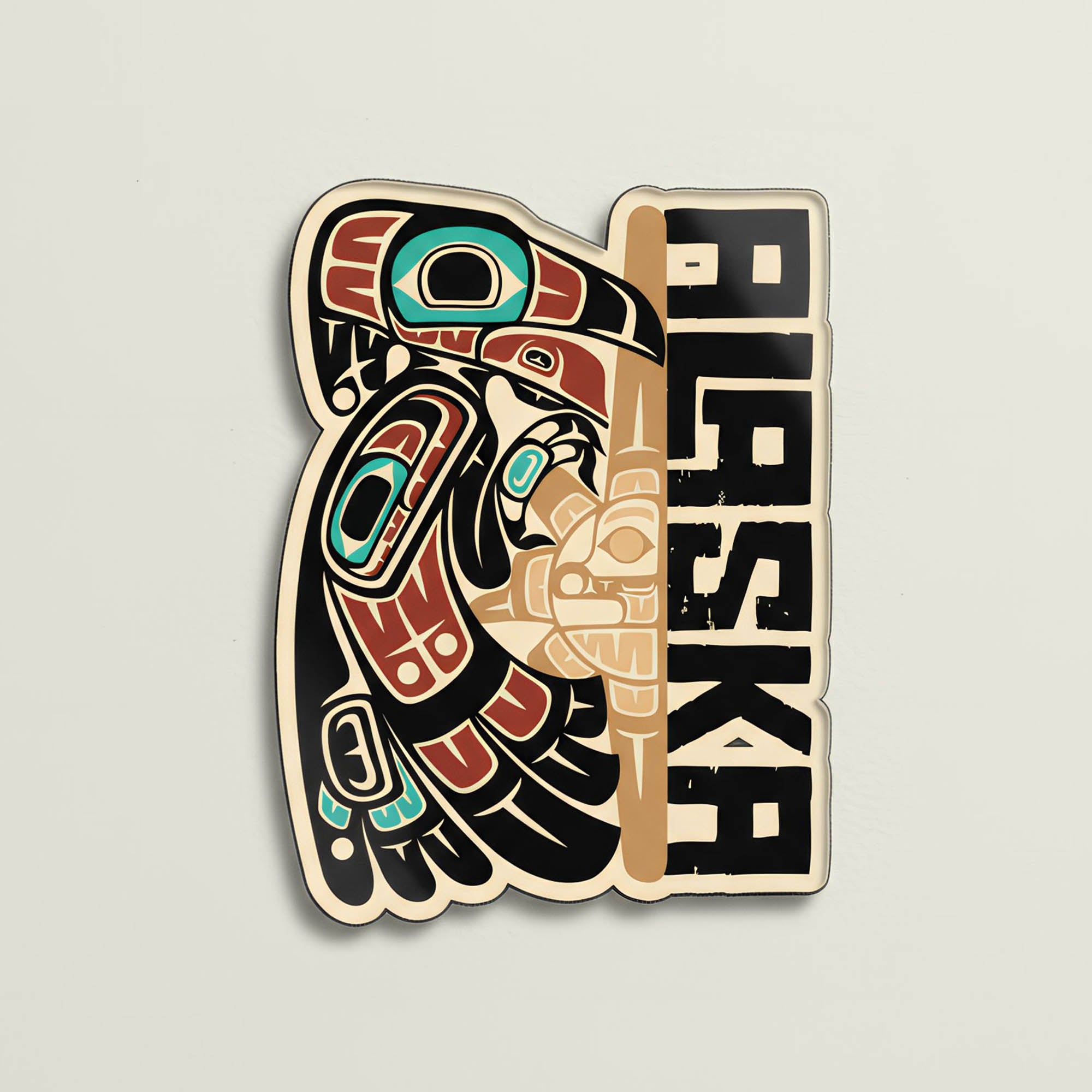 Acrylic Die Cut Magnet | Alaska Tribal Raven & Sun | Stateline™ Collection