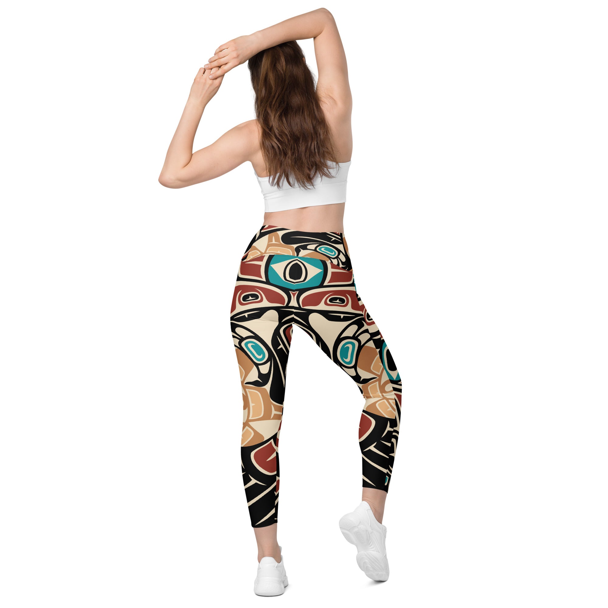 Crossover Leggings with Pockets | Tribal Raven | Spiritline Outfitters™