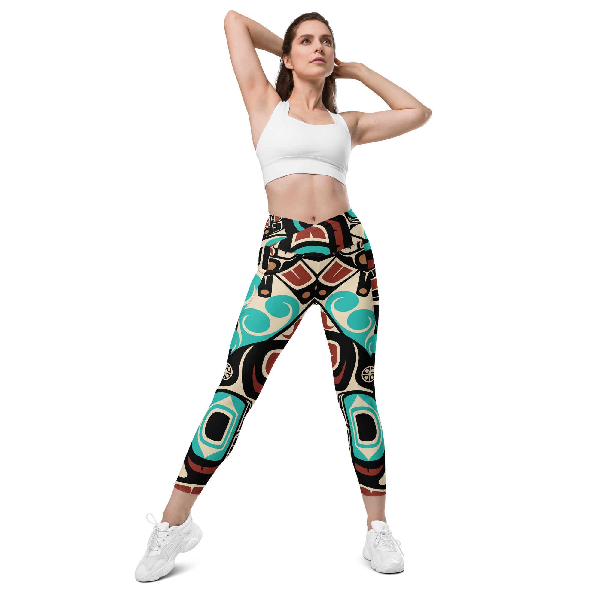 Crossover Leggings with Pockets | Tribal Orca | Spiritline Outfitters™
