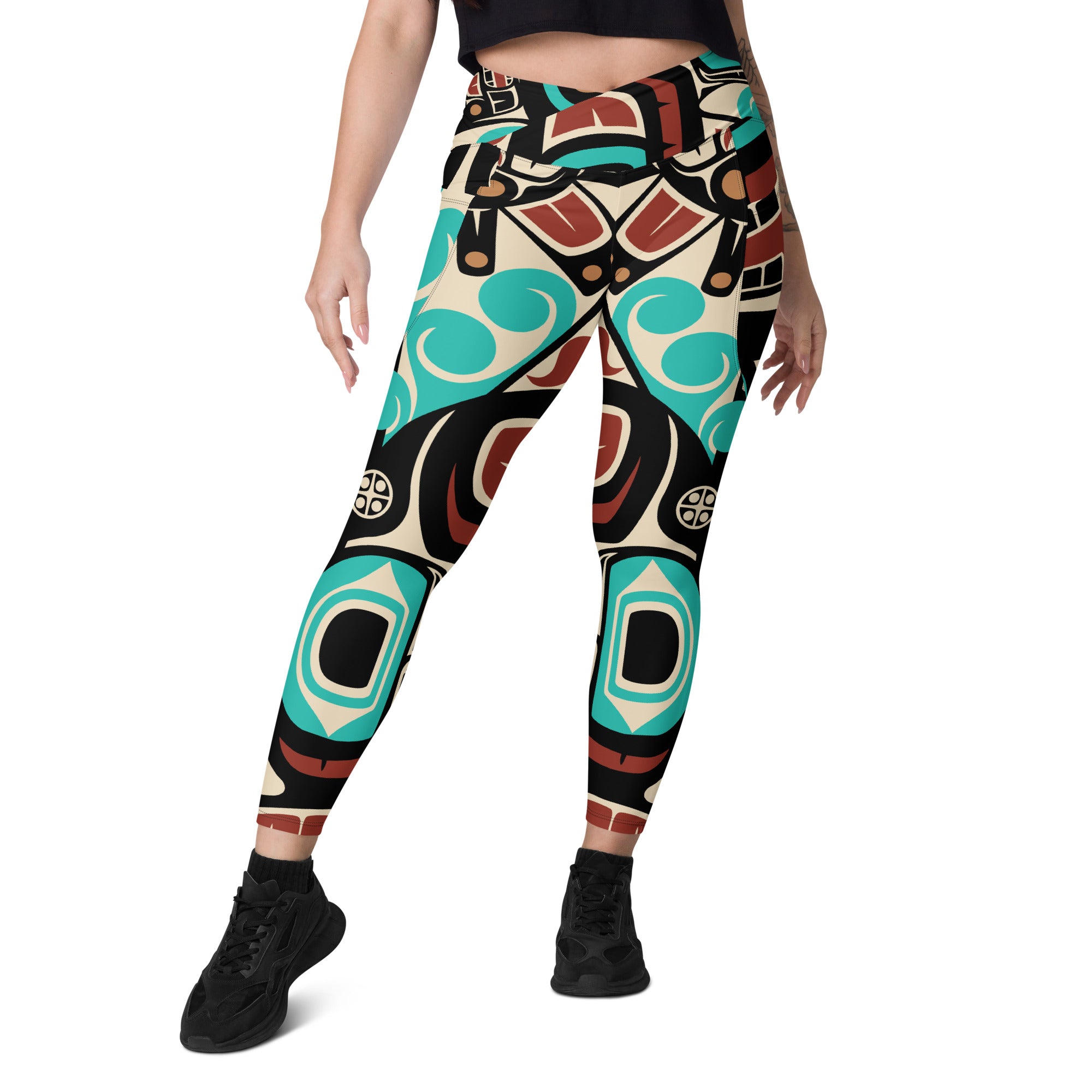 Crossover Leggings with Pockets | Tribal Orca | Spiritline Outfitters™