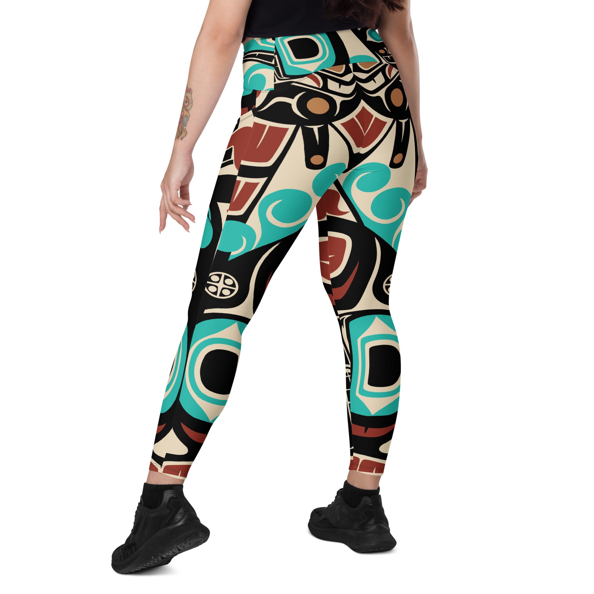 Crossover Leggings with Pockets | Tribal Orca | Spiritline Outfitters™