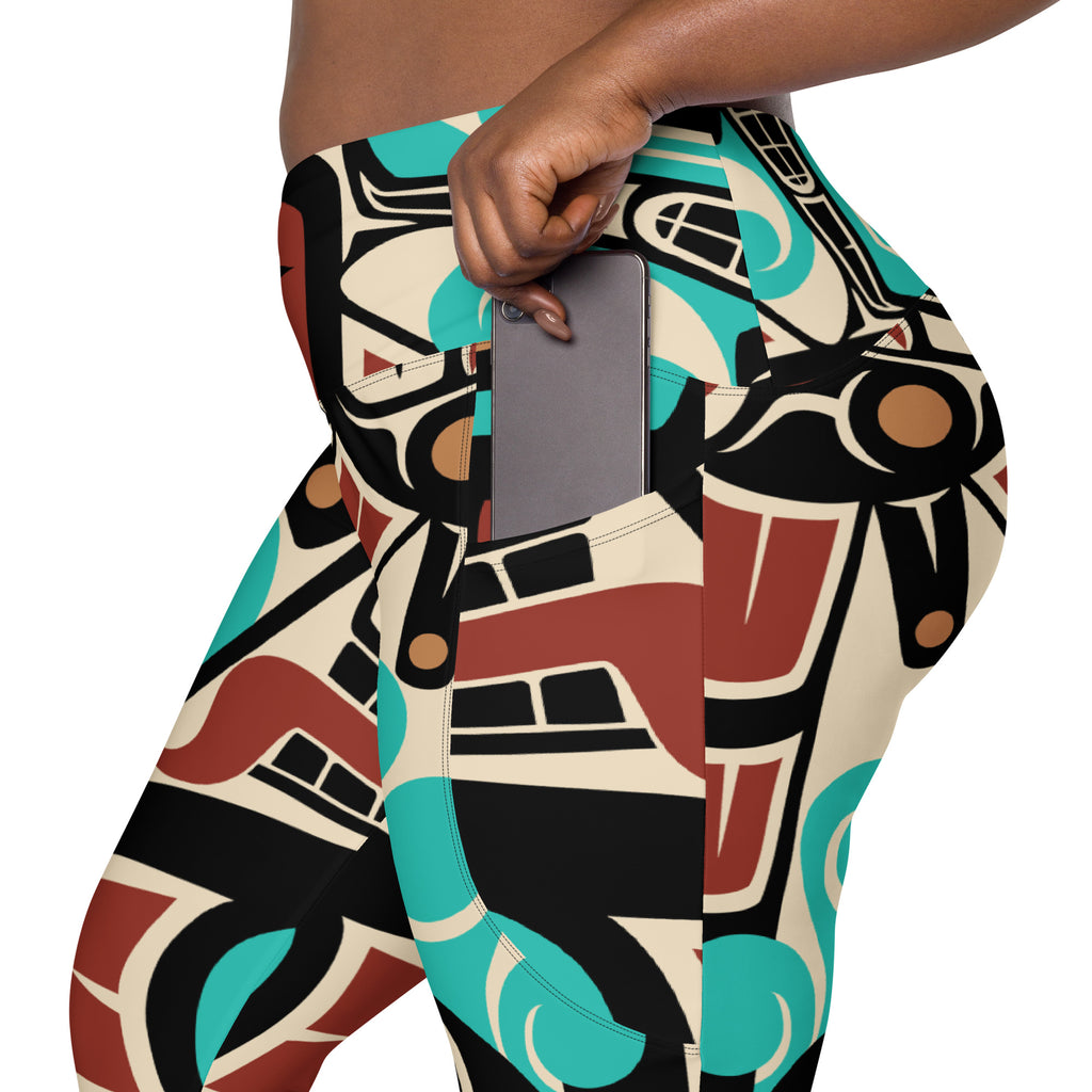 Crossover Leggings with Pockets | Tribal Orca | Spiritline Outfitters™