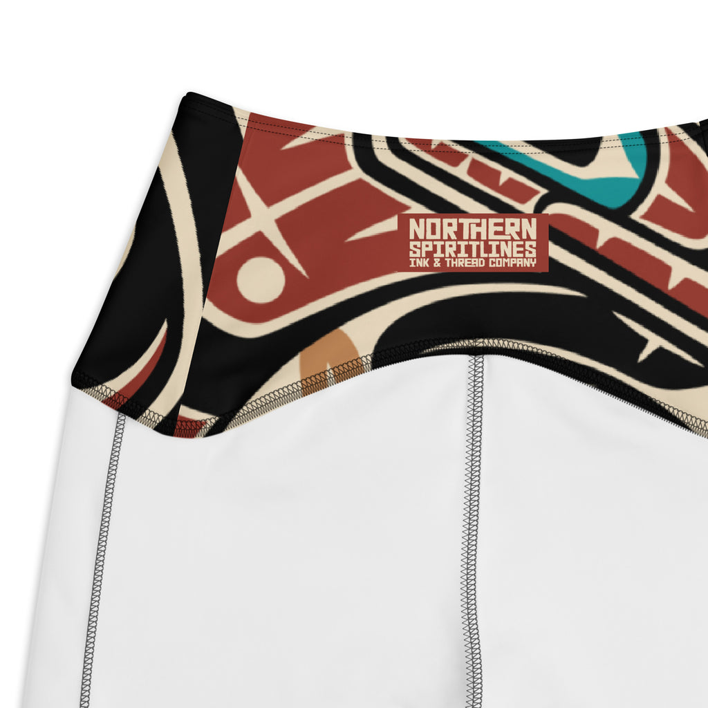 Crossover Leggings with Pockets | Tribal Raven | Spiritline Outfitters™