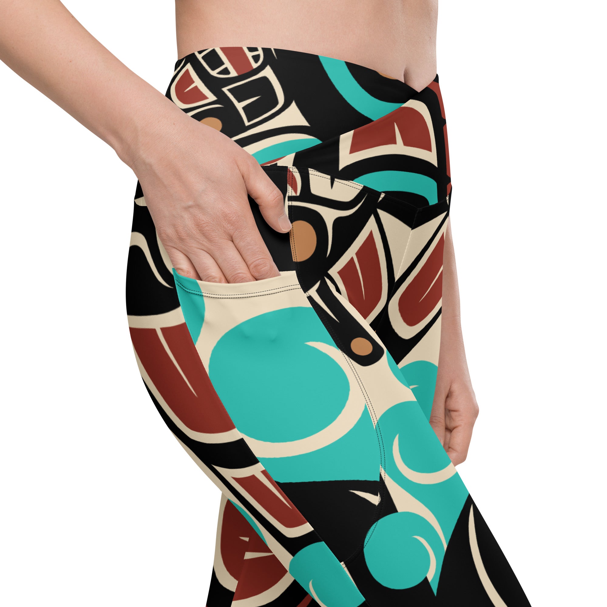 Crossover Leggings with Pockets | Tribal Orca | Spiritline Outfitters™