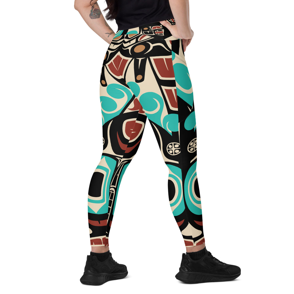 Crossover Leggings with Pockets | Tribal Orca | Spiritline Outfitters™