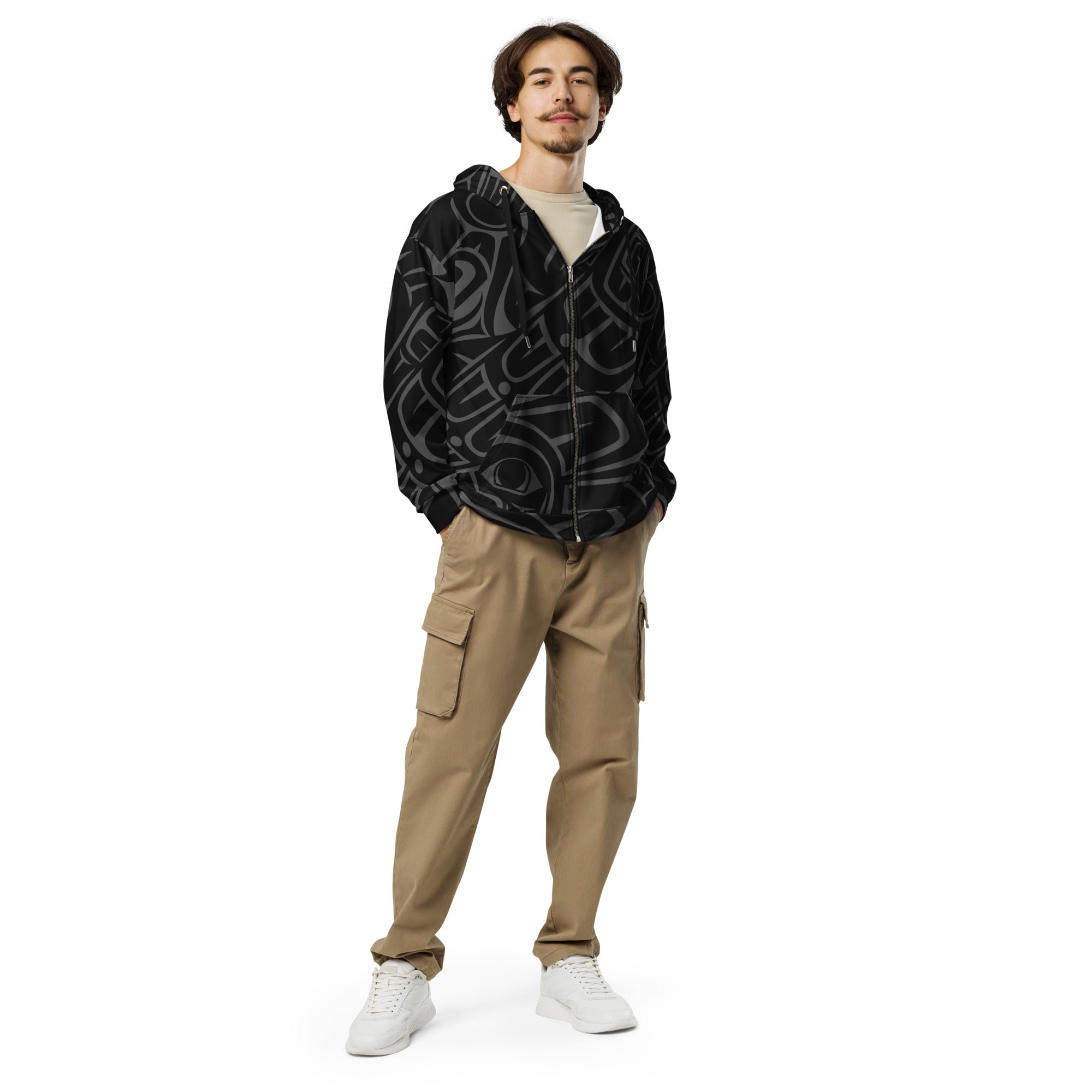 Unisex Zip Hoodie - Classic Tribal Smoky Print - Northern Spiritlines™