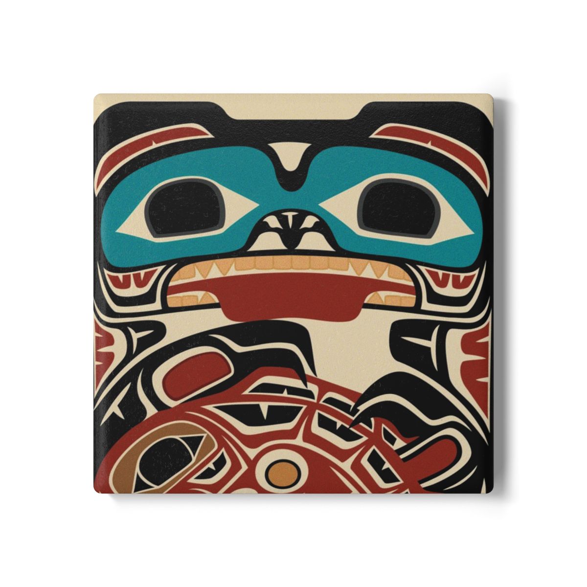 Ceramic Coaster | Classic Tribal Bear & Salmon | Signature Collection
