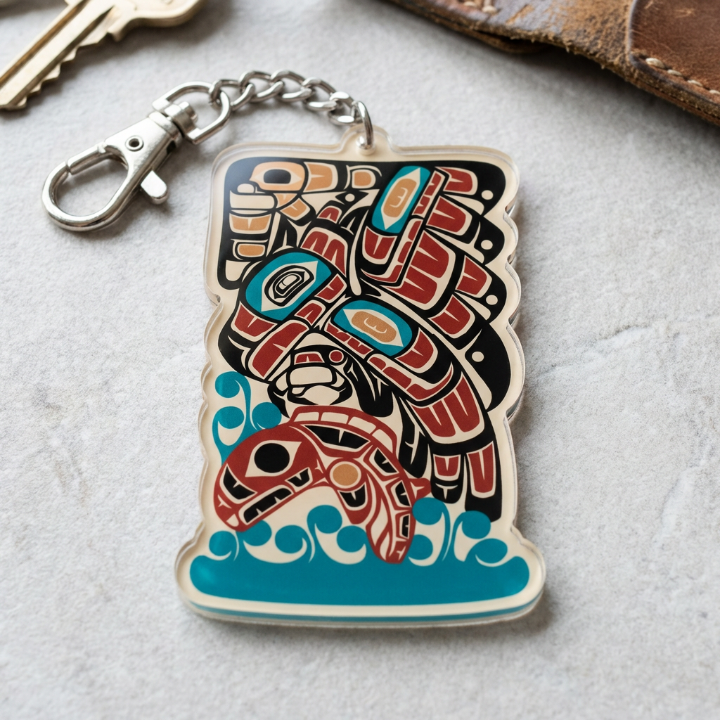 Acrylic Die Cut Keychain | Classic Tribal Eagle & Salmon |  Signature Collection