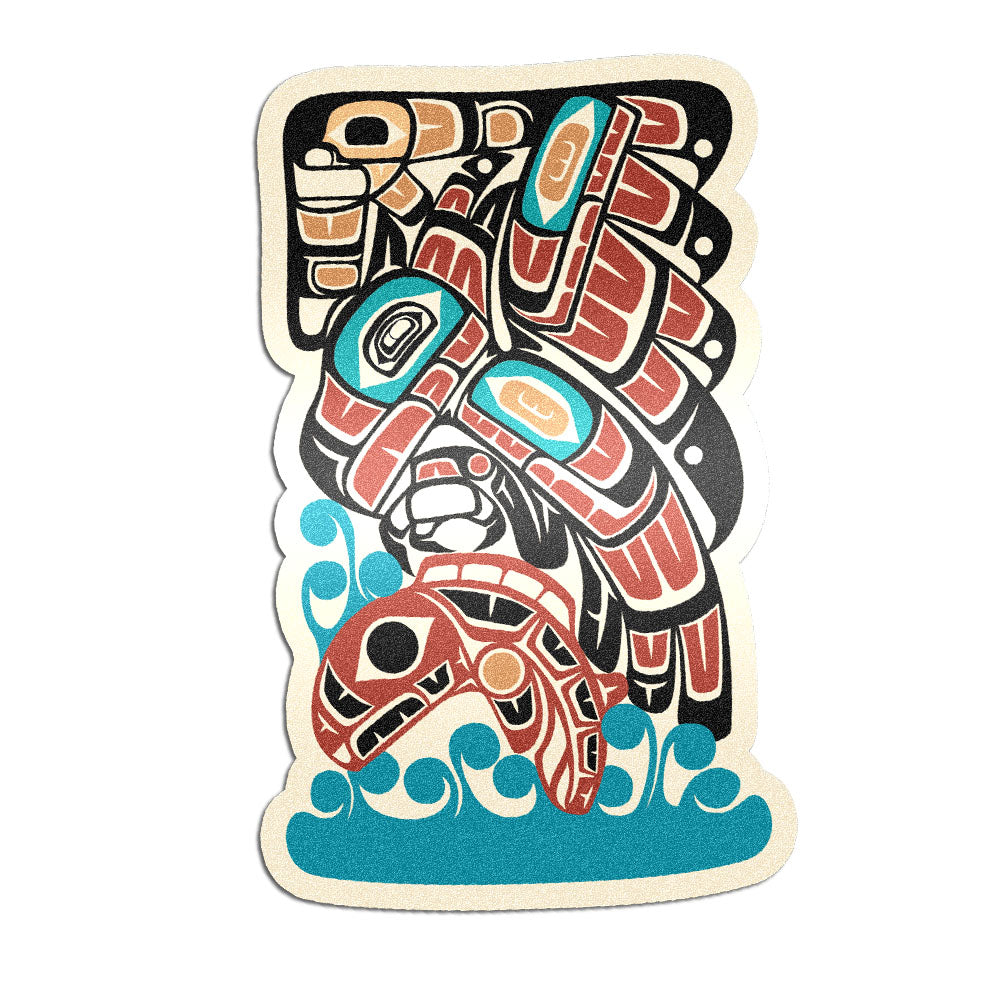 Vinyl Die Cut Sticker | Classic Tribal Eagle & Salmon