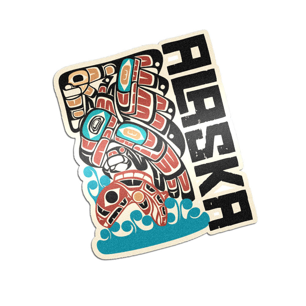 Vinyl Die Cut Sticker | Alaska Tribal Eagle & Salmon | Stateline Collection