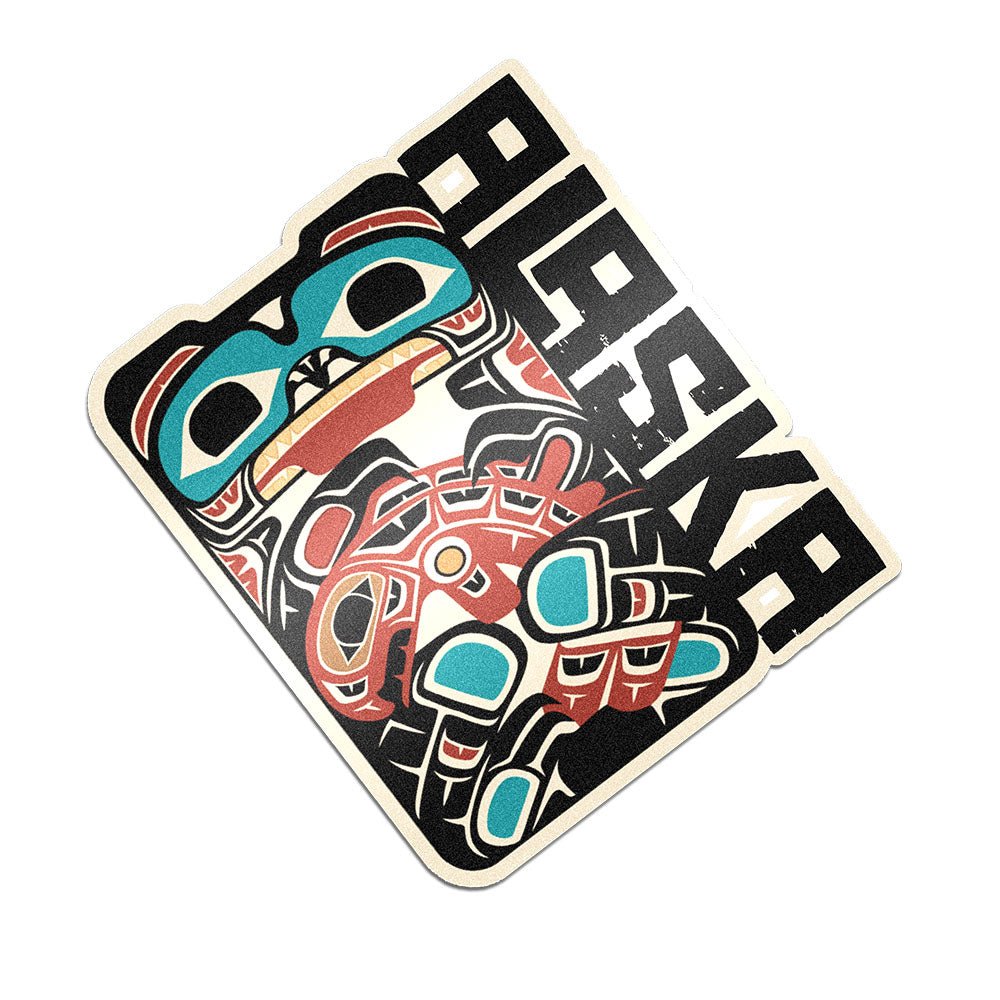Vinyl Die Cut Sticker | Alaska Tribal Bear & Salmon | Stateline Collection