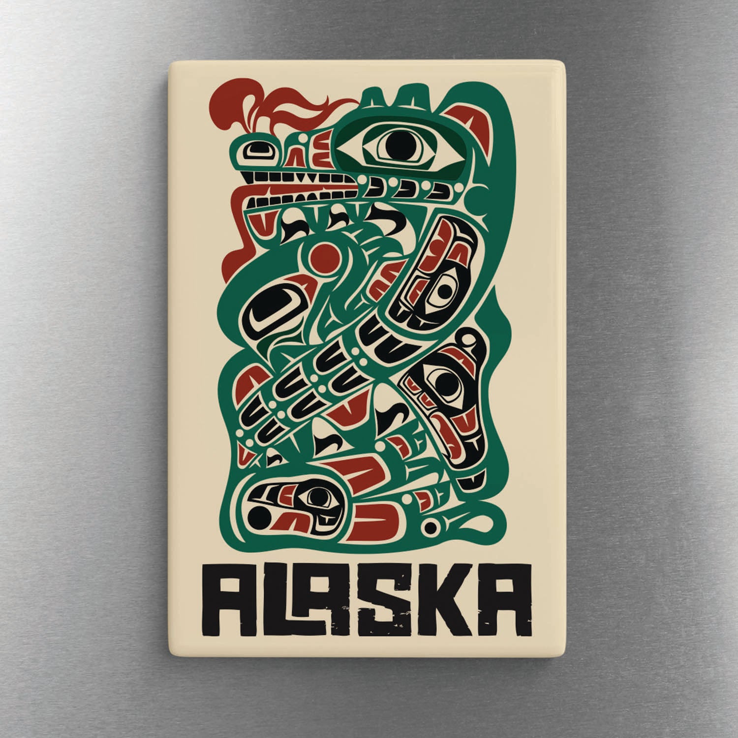 2"x3" Ceramic Magnet | Classic Tribal Sea Monster | Stateline™ Collection