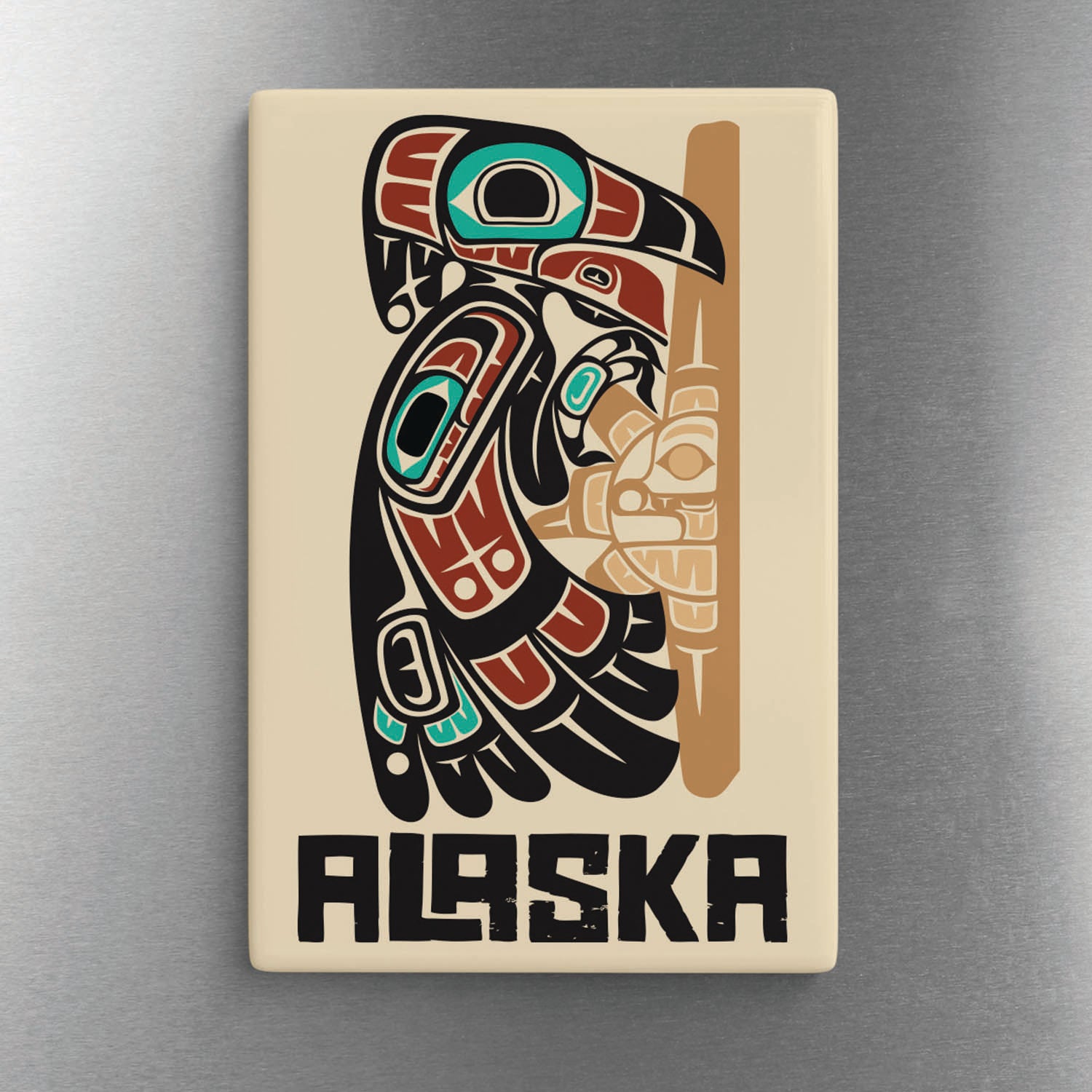 2"x3" Ceramic Magnet | Classic Tribal Raven & Sun | Stateline™ Collection