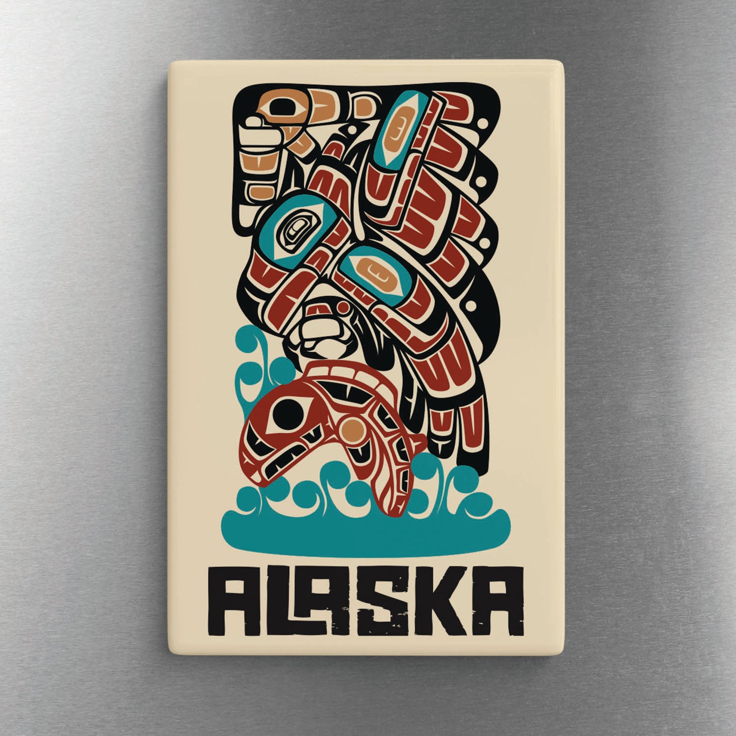 2"x3" Ceramic Magnet | Classic Tribal Eagle + Salmon | Stateline™ Collection