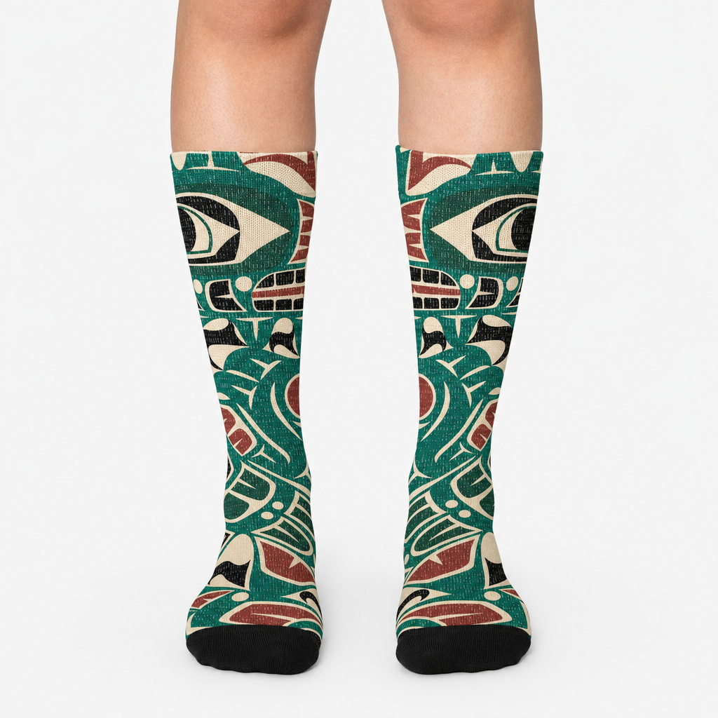 Socks - Knee High, Jacquard Knit | Tribal Sea Monster